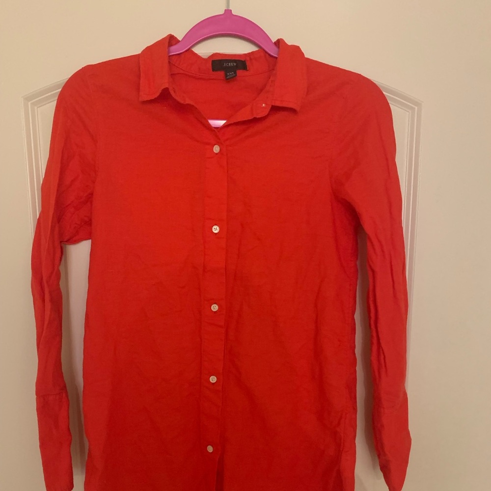 J.Crew Linen Beach Cover Up in Red XXS
